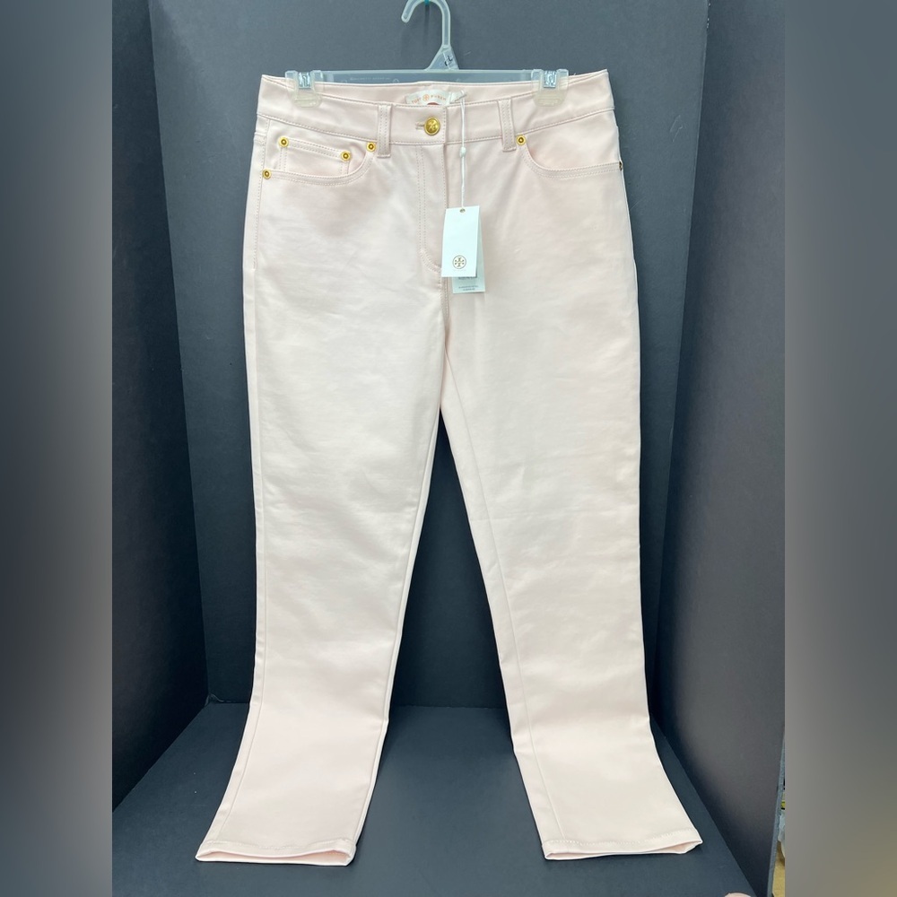 Tory Burch Blush light Pink pants with Gold Accents new with tag size 4 - Picture 2 of 11
